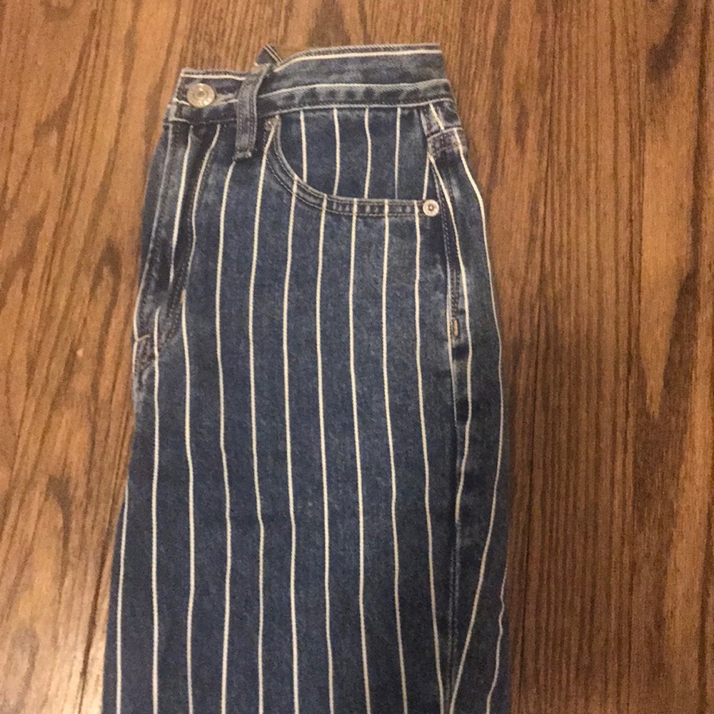 striped straight jeans
